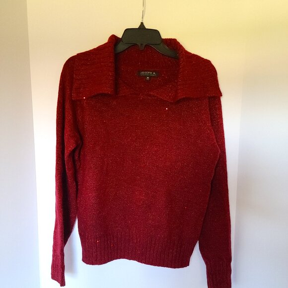 JOSEPH A. Qu'est--ce Que C'est Silk? JOHNNY COLLAR IN MAROON SMALL SEQUI… - Picture 1 of 6